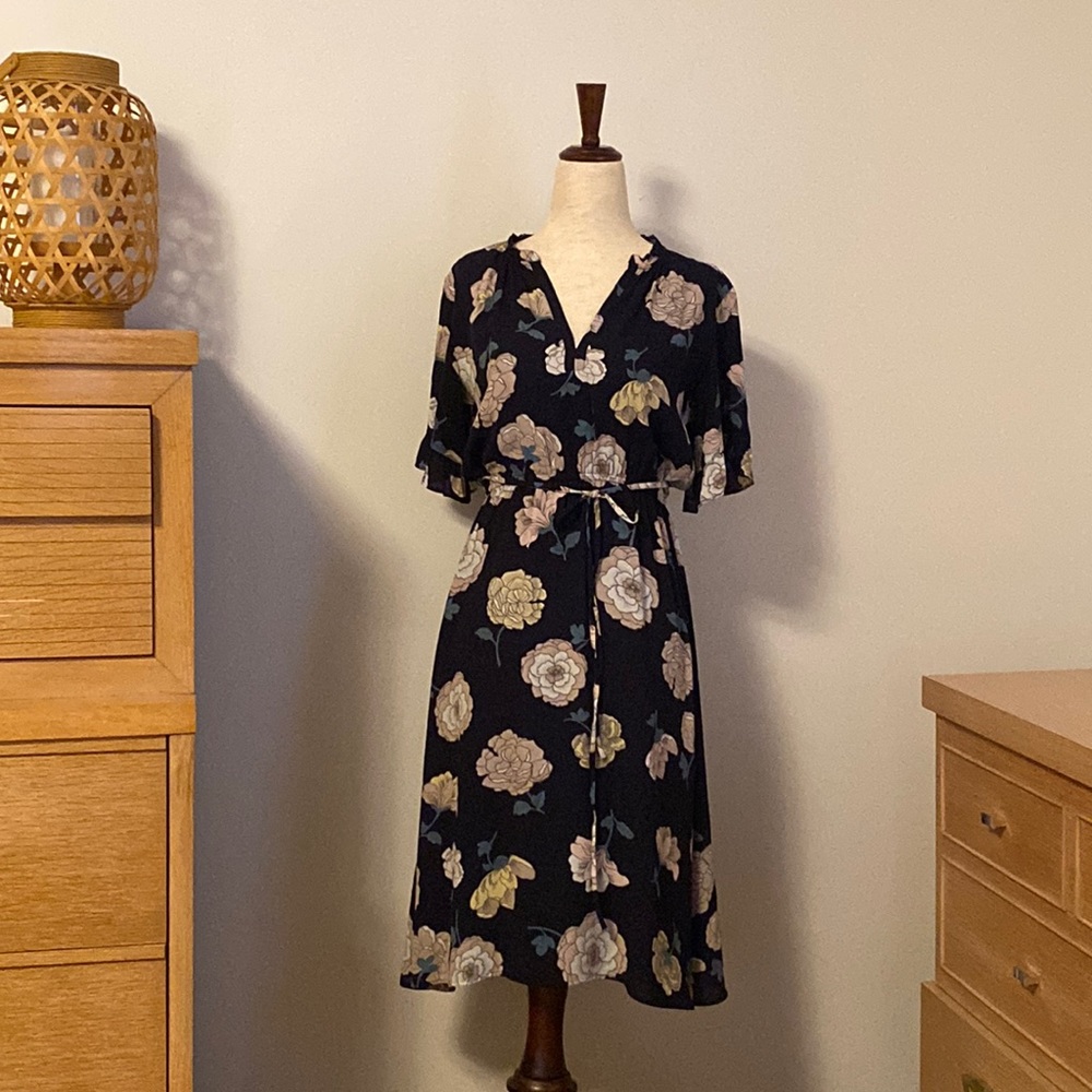 LOFT Navy Floral Dress